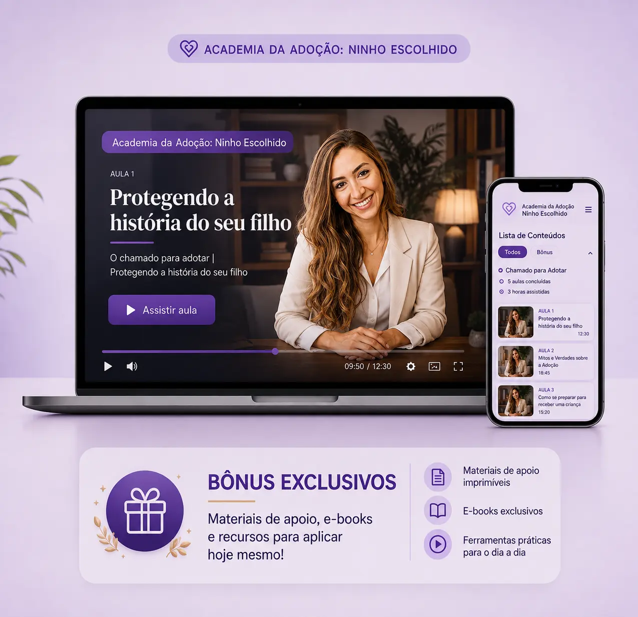 Academia da Adoção acessada pelo celular, tablet e computador